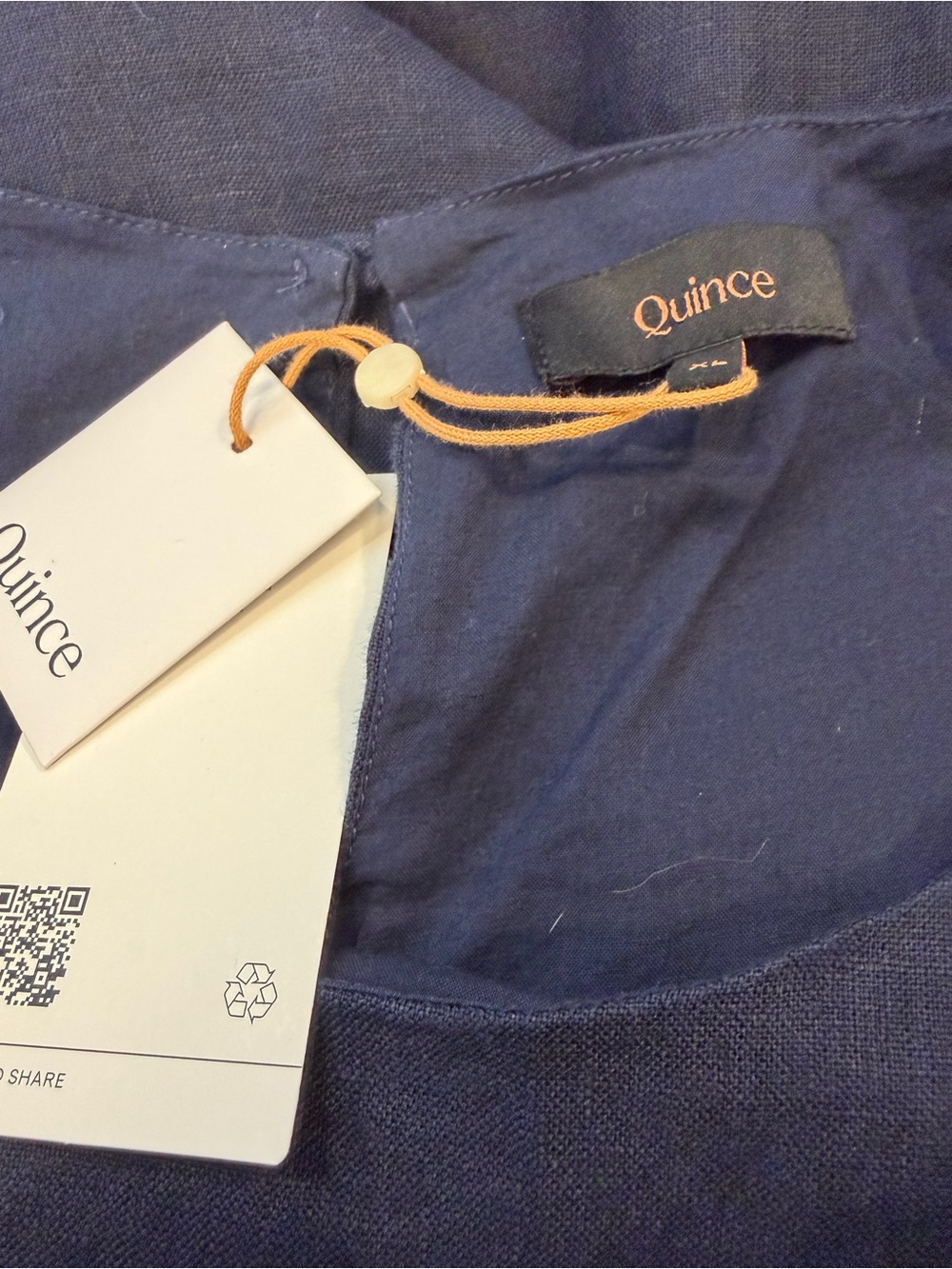 Quince Navy Blue 100% European Linen Mini Tank Dress - Picture 5 of 7